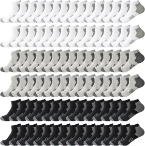16-30 Pairs Boys Low Cut Ankle Socks Kids Crew Athletic Breathable Cushion Sole Socks for Running Hiking
