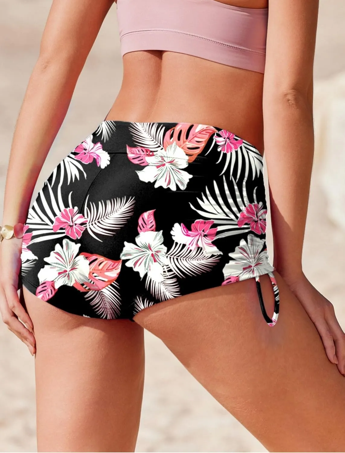 AI'MAGE Womens 3" Swim Board Shorts High Waisted Bathing Suit Bottoms Boy Shorts Adjustable Ruched Side Bikini Shorts S-XXL