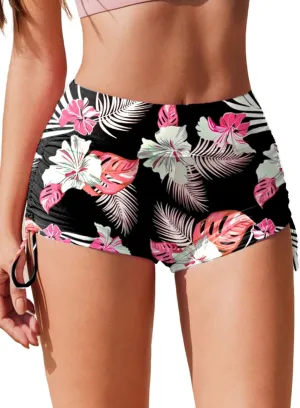 AI'MAGE Womens 3" Swim Board Shorts High Waisted Bathing Suit Bottoms Boy Shorts Adjustable Ruched Side Bikini Shorts S-XXL