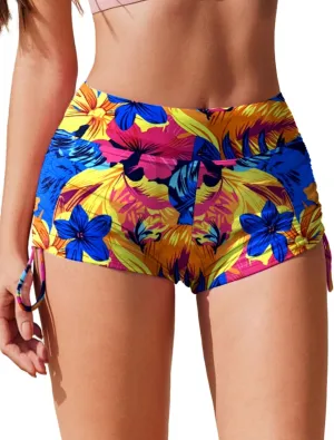 AI'MAGE Womens 3" Swim Board Shorts High Waisted Bathing Suit Bottoms Boy Shorts Adjustable Ruched Side Bikini Shorts S-XXL