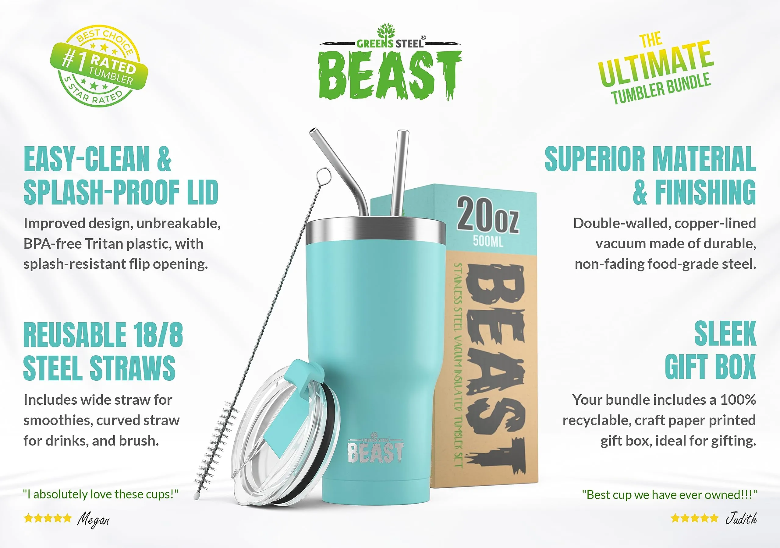 Beast 20 oz Tumbler Stainless Steel Vacuum Insulated