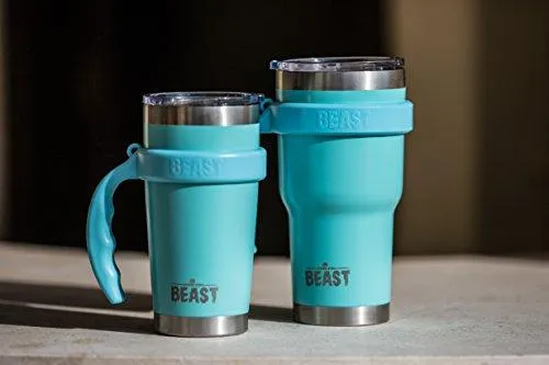BEAST 20oz Tumbler Insulated Stainless Steel Coffee Cup with Lid, 2 Straws, Brush & Gift Box by Greens Steel (20 oz, Aquamarine Blue)