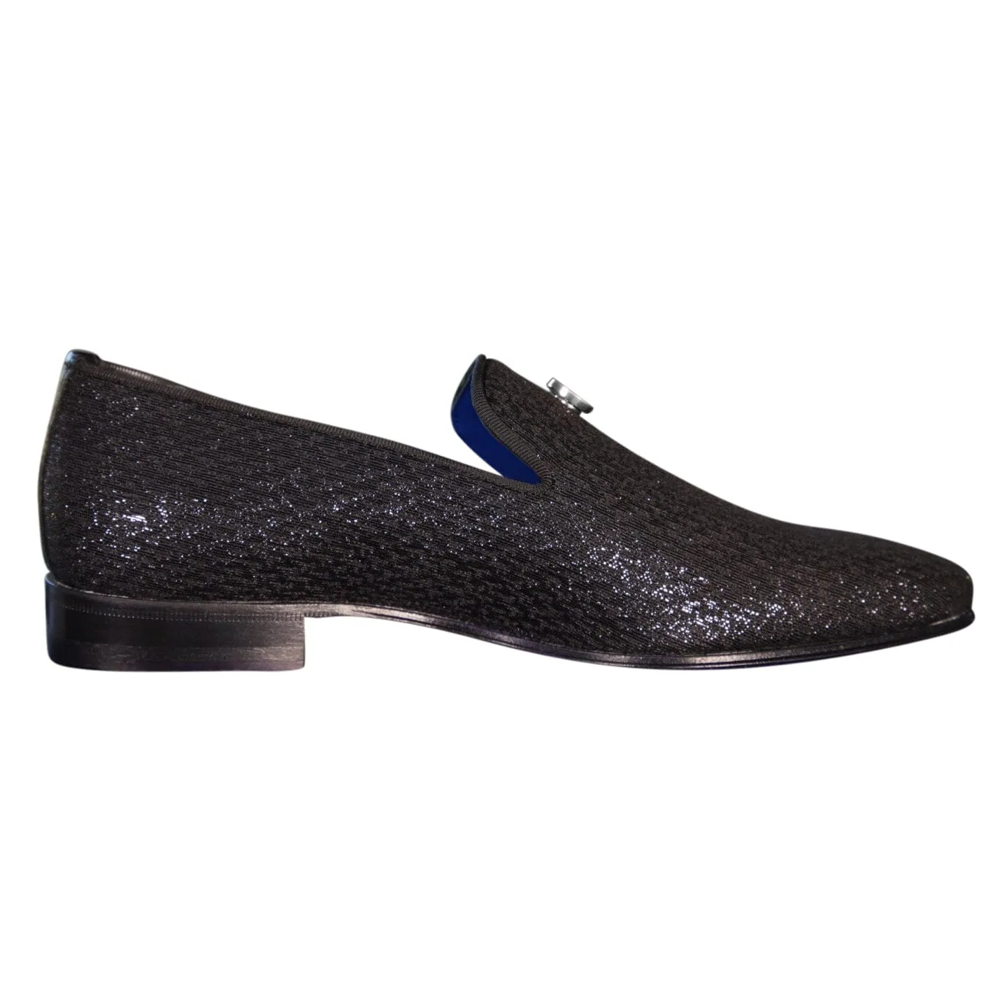 Black Diamante With Silver Hardware Loafer