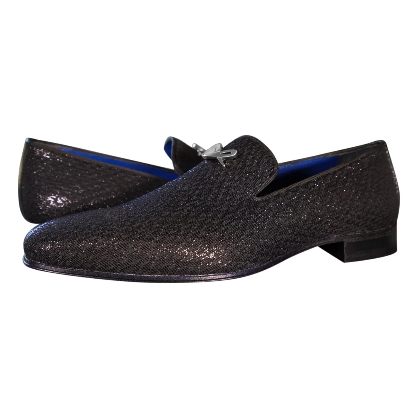 Black Diamante With Silver Hardware Loafer