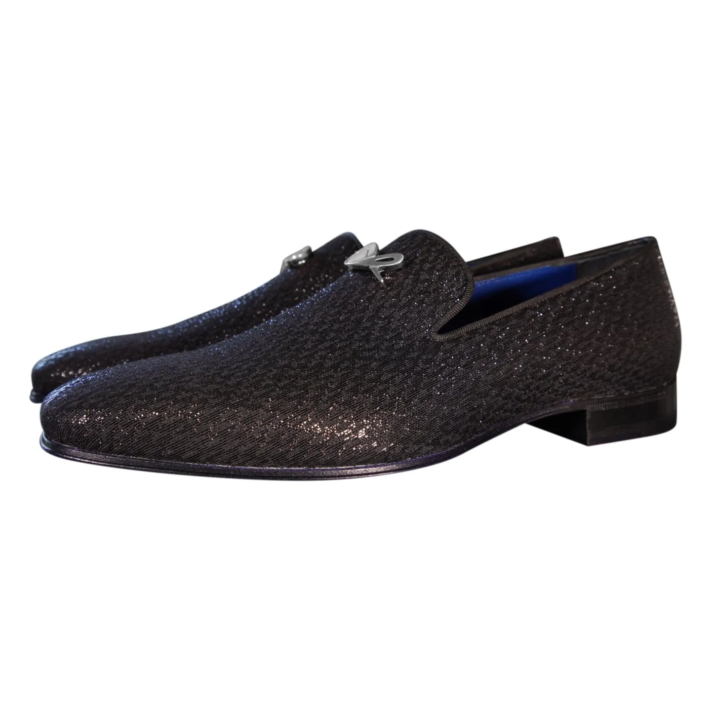 Black Diamante With Silver Hardware Loafer