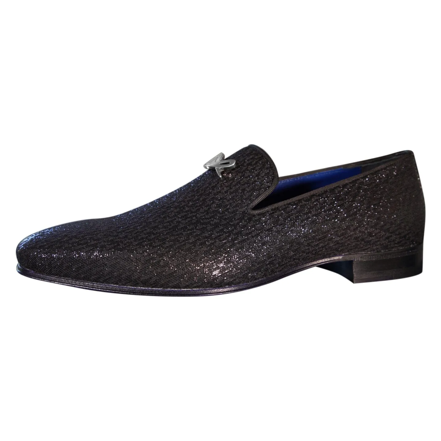 Black Diamante With Silver Hardware Loafer