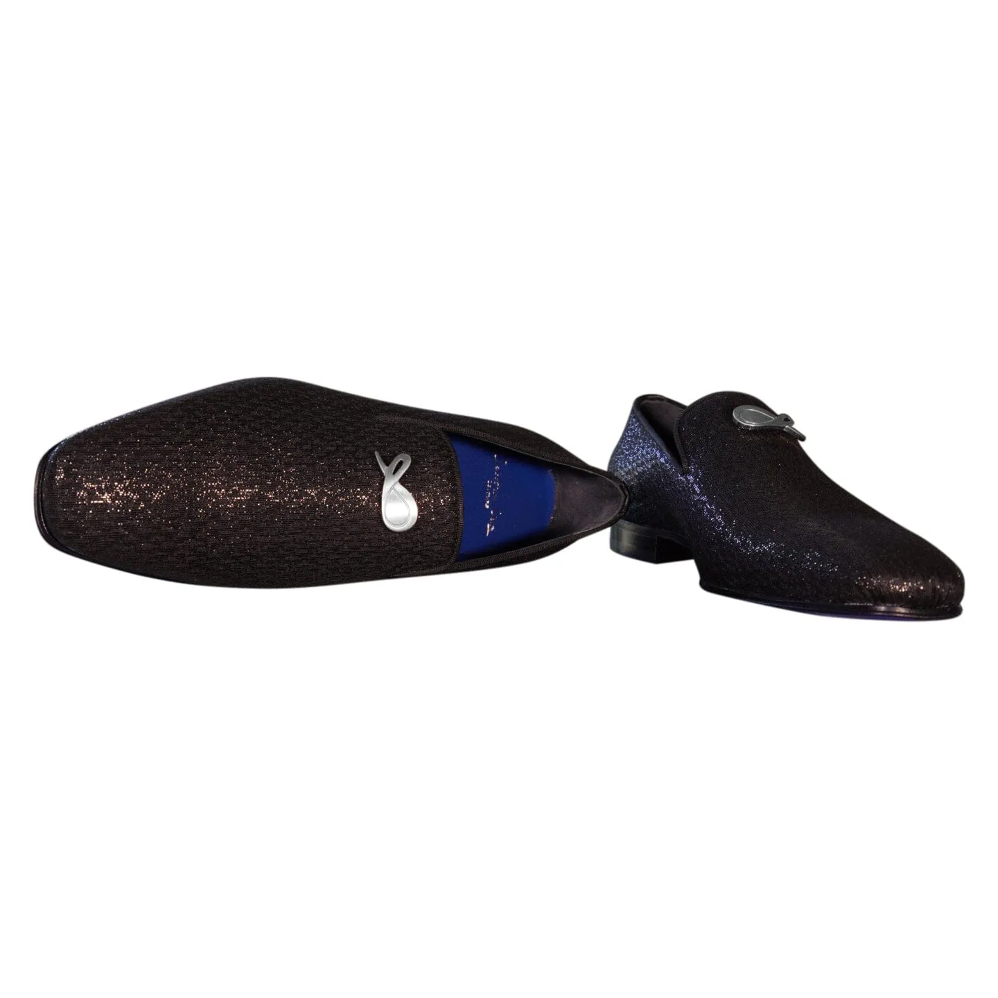 Black Diamante With Silver Hardware Loafer
