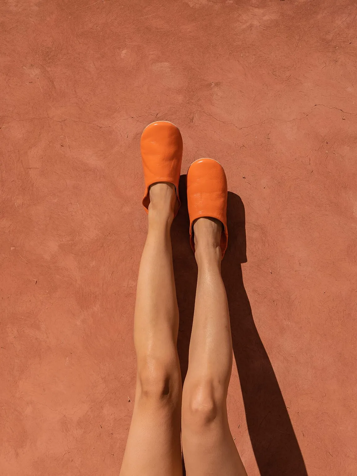 Bohemia Leather Babouche Slippers, Tangerine
