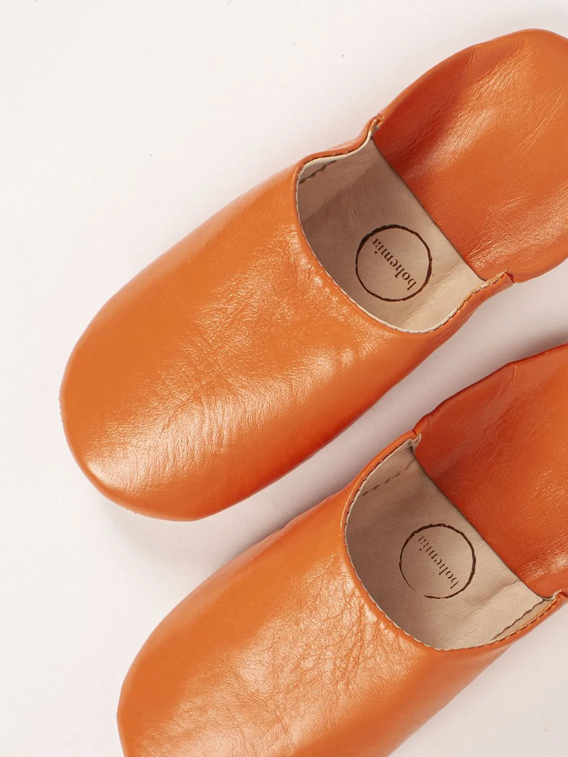 Bohemia Leather Babouche Slippers, Tangerine