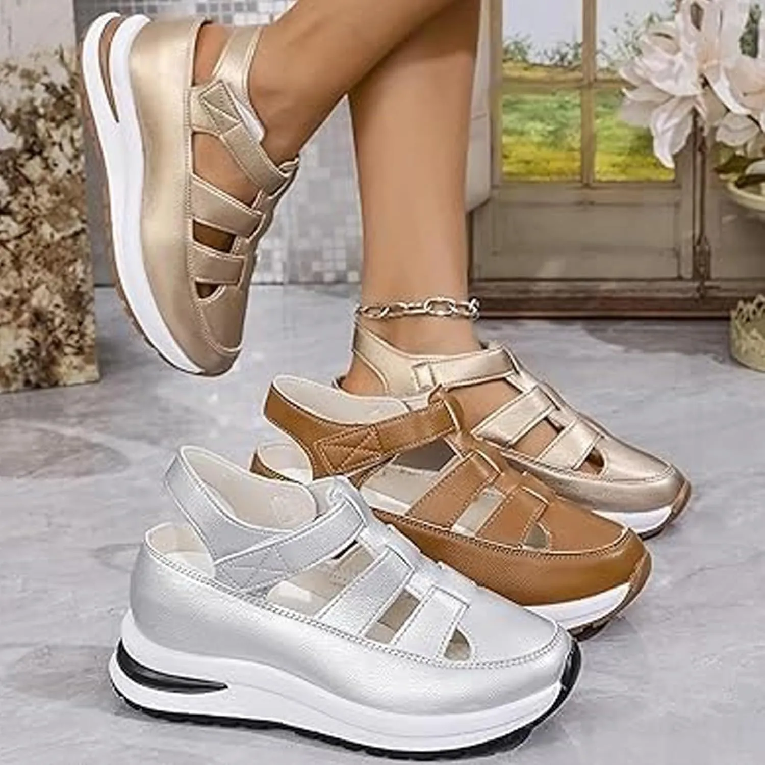 Bomre Shoes, Bomre Orthopedic Sandals, Arch Support, Plus Size, Closed Toe Platform Height-Boosting Sandals