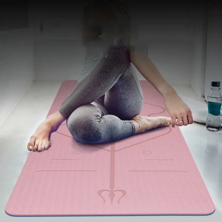 BSJ002 TPE Double Layer Two-Color Yoga Mat Fitness Mat with Body Line, Specification: 183 x 80 x 0.8cm(Violet)