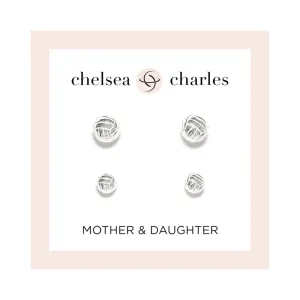 CC Sport Mother & Daughter Silver Volleyball Earring Set