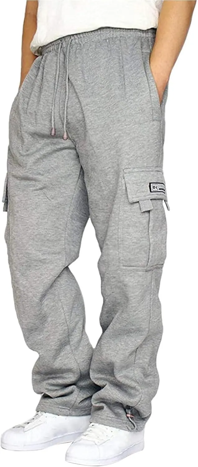 CEHT Men's Cargo Sweatpants Joggers Casual Pants with Pockets for Hiking Athletic Workout