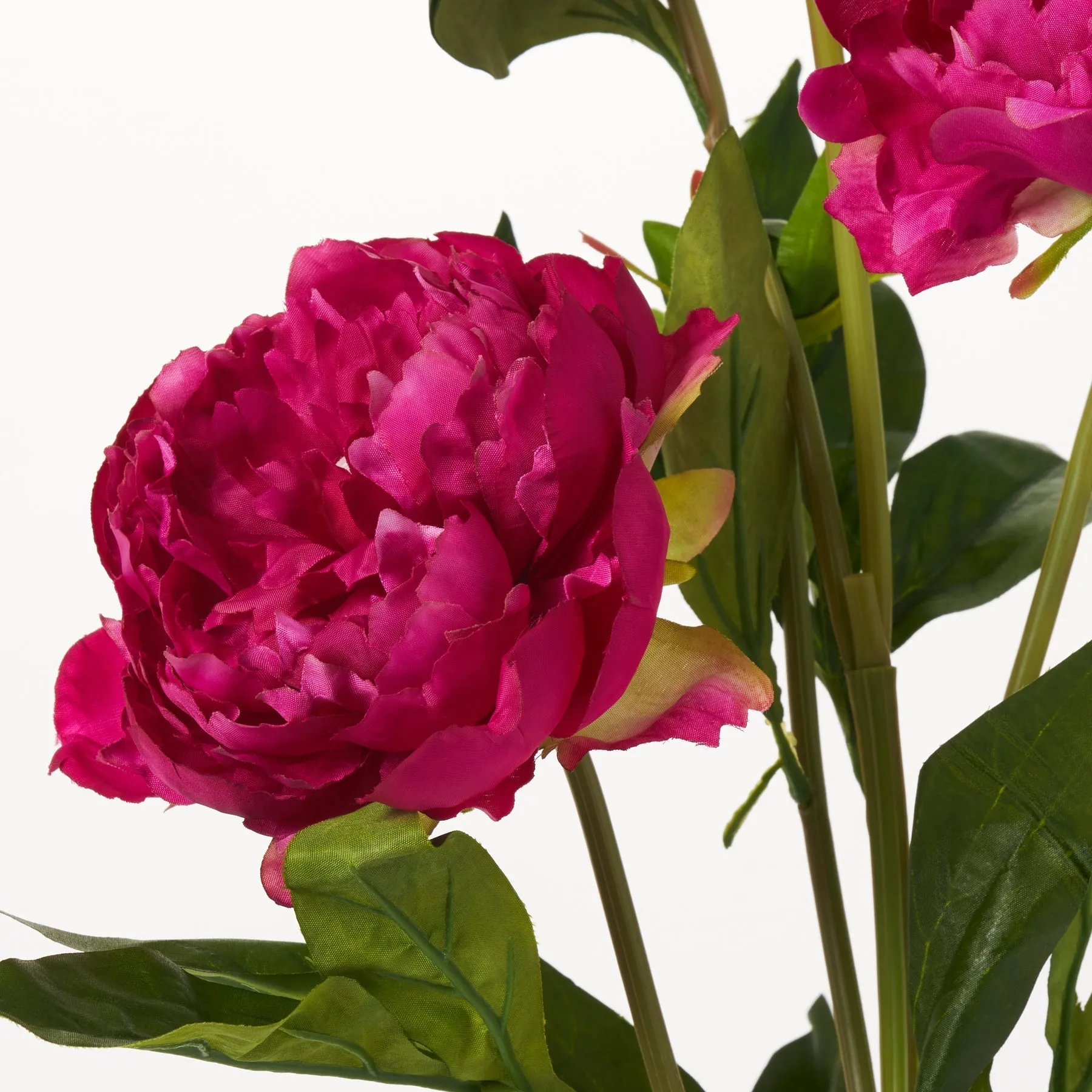 Cerise Pink Peony Blooms & Bud 31" Long Spring Faux Floral Stem Spray
