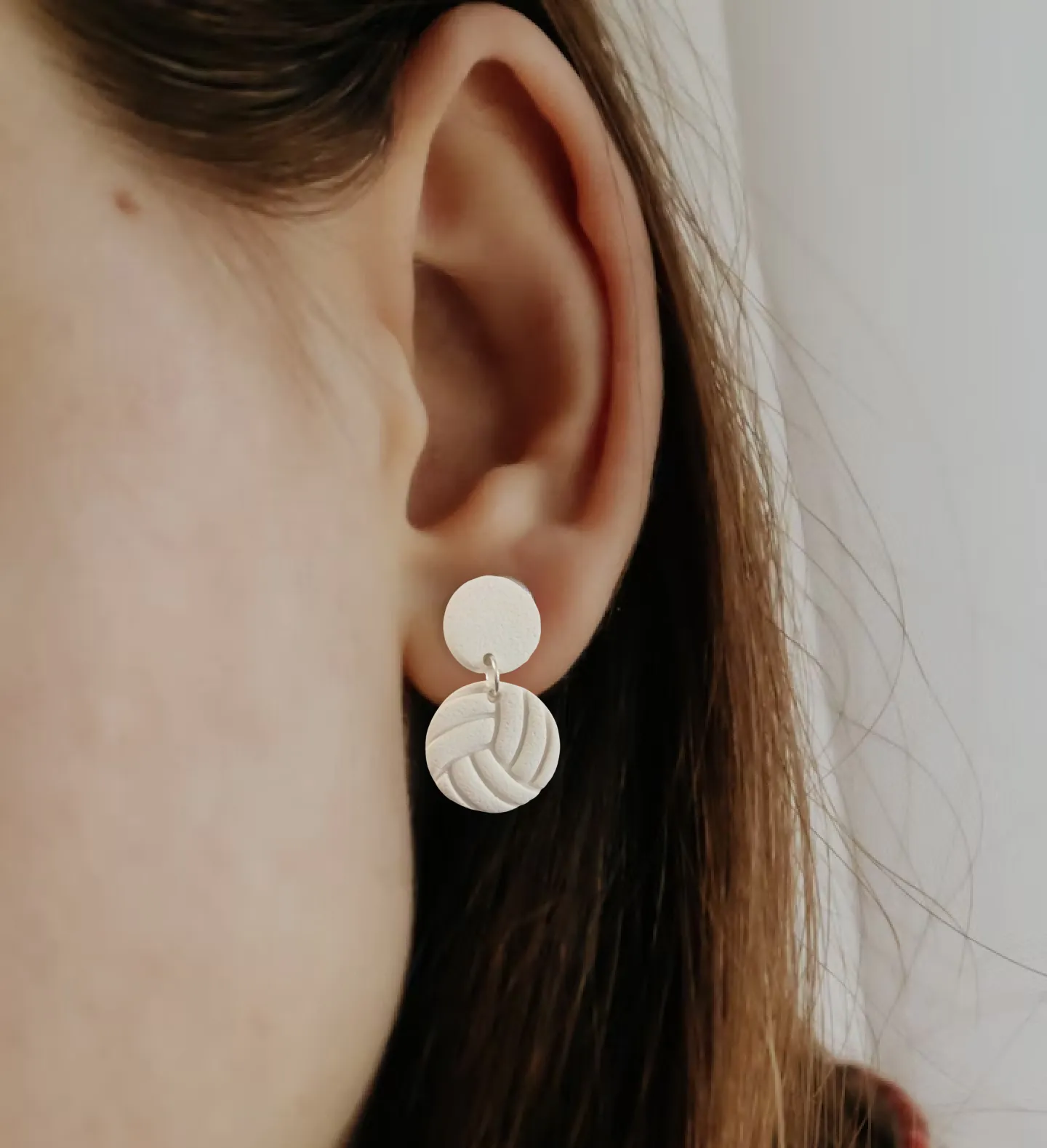 Clay Volleyball 2-Circle Drop Earrings