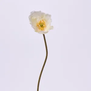 Cream Poppy Bloom Single Stem Faux Floral Spray - 23"