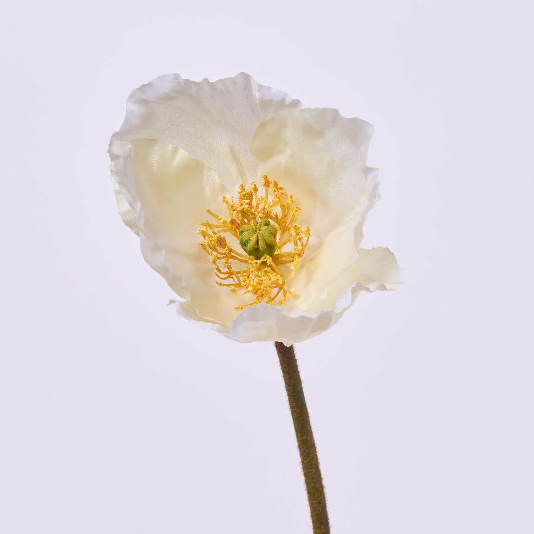Cream Poppy Bloom Single Stem Faux Floral Spray - 23"