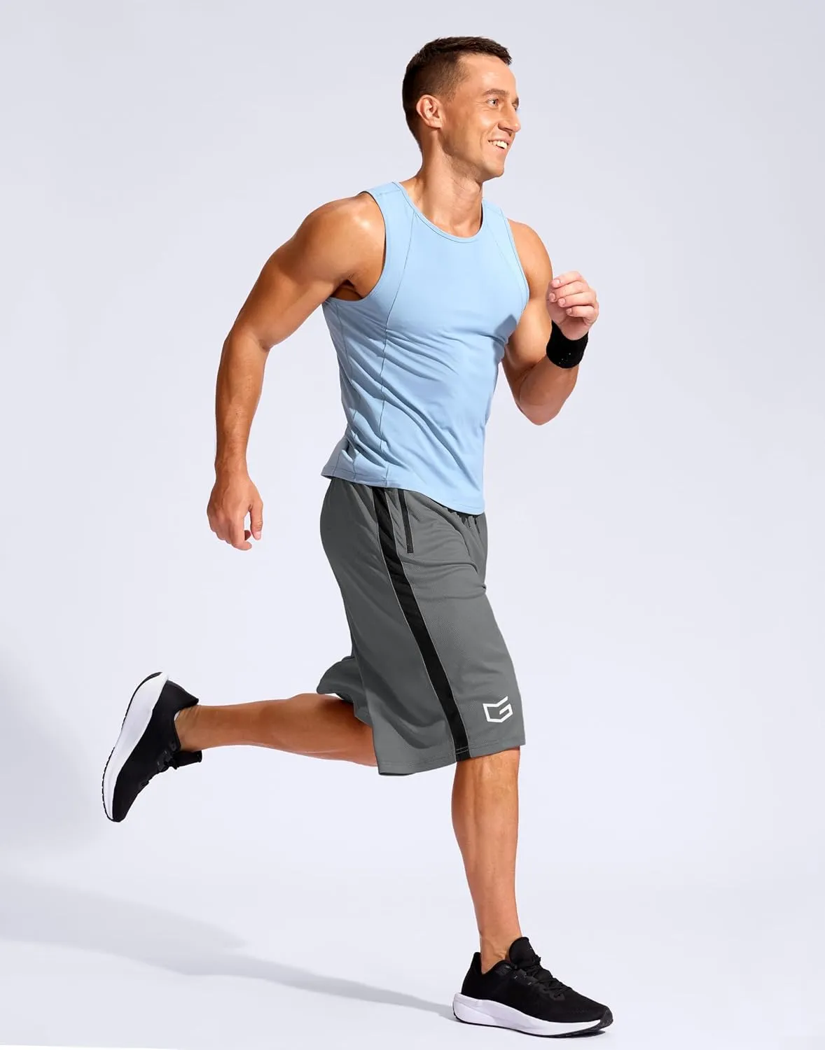 G Gradual Men's 11" Long Basketball Shorts with Zipper Pockets Mesh Quick Dry Lightweight Gym Athletic Shorts for Men
