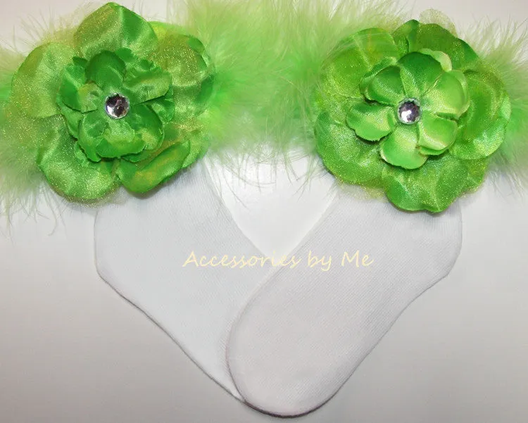 Glitzy Organza Peony Flower Marabou Socks