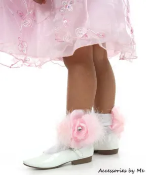 Glitzy Organza Peony Flower Marabou Socks