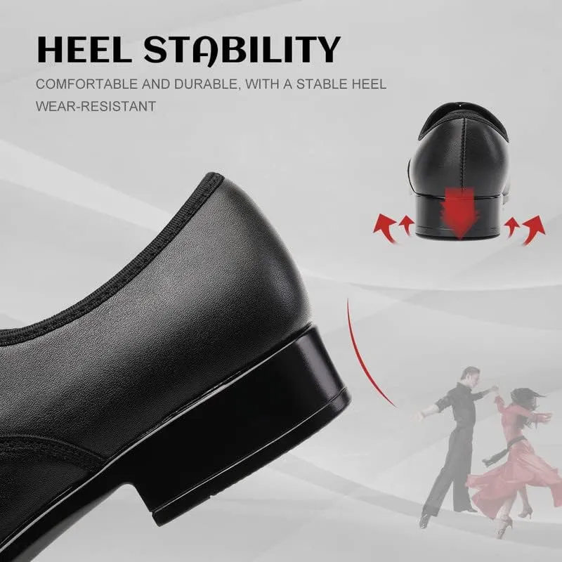 JUODVMP Lace-up Professional Latin Dance Shoes Ballroom Modern Jazz Tango Waltz Salsa Leather Shoes for Men Low Heel,Model WLL518-2