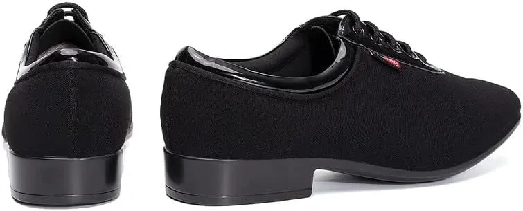 JUODVMP Lace-up Professional Latin Dance Shoes Ballroom Modern Jazz Tango Waltz Salsa Leather Shoes for Men Low Heel,Model WLL518-2