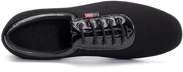 JUODVMP Lace-up Professional Latin Dance Shoes Ballroom Modern Jazz Tango Waltz Salsa Leather Shoes for Men Low Heel,Model WLL518-2