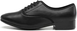 JUODVMP Lace-up Professional Latin Dance Shoes Ballroom Modern Jazz Tango Waltz Salsa Leather Shoes for Men Low Heel,Model WLL518-2