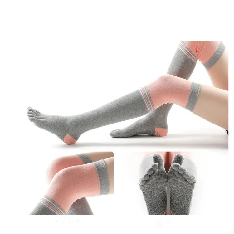 Ladies Over The Knee Yoga Socks Winter Warm Non-Slip Dance Five-Finger Socks, Size: Free Size(Dark Gray)