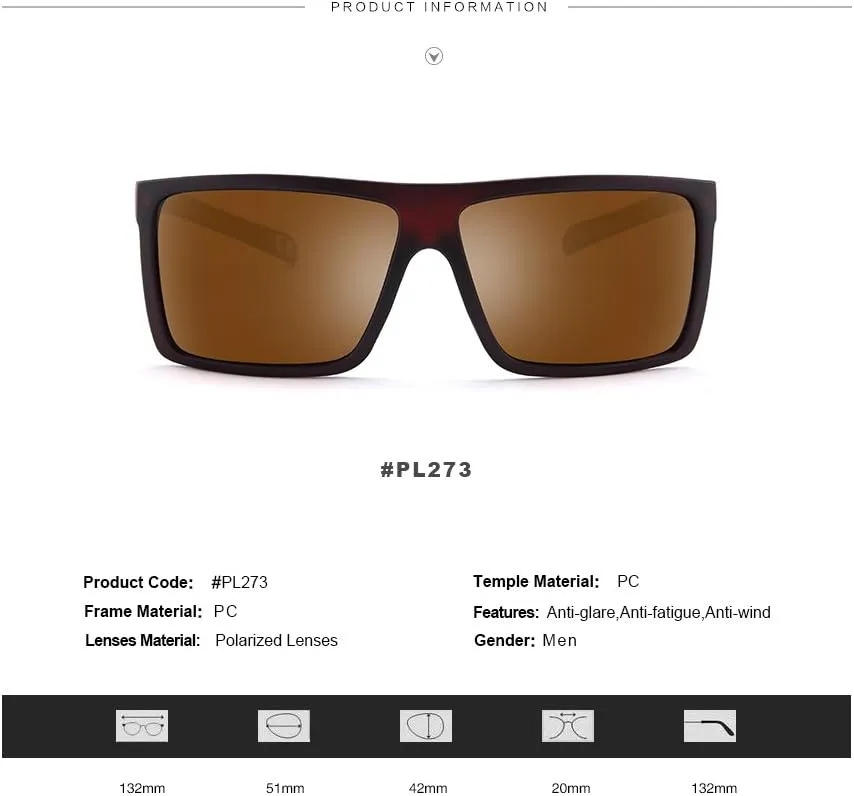 Men??s Classic Style Square Polarized Sunglasses Plastic Lightweight Eyewear UV Protection For Driving