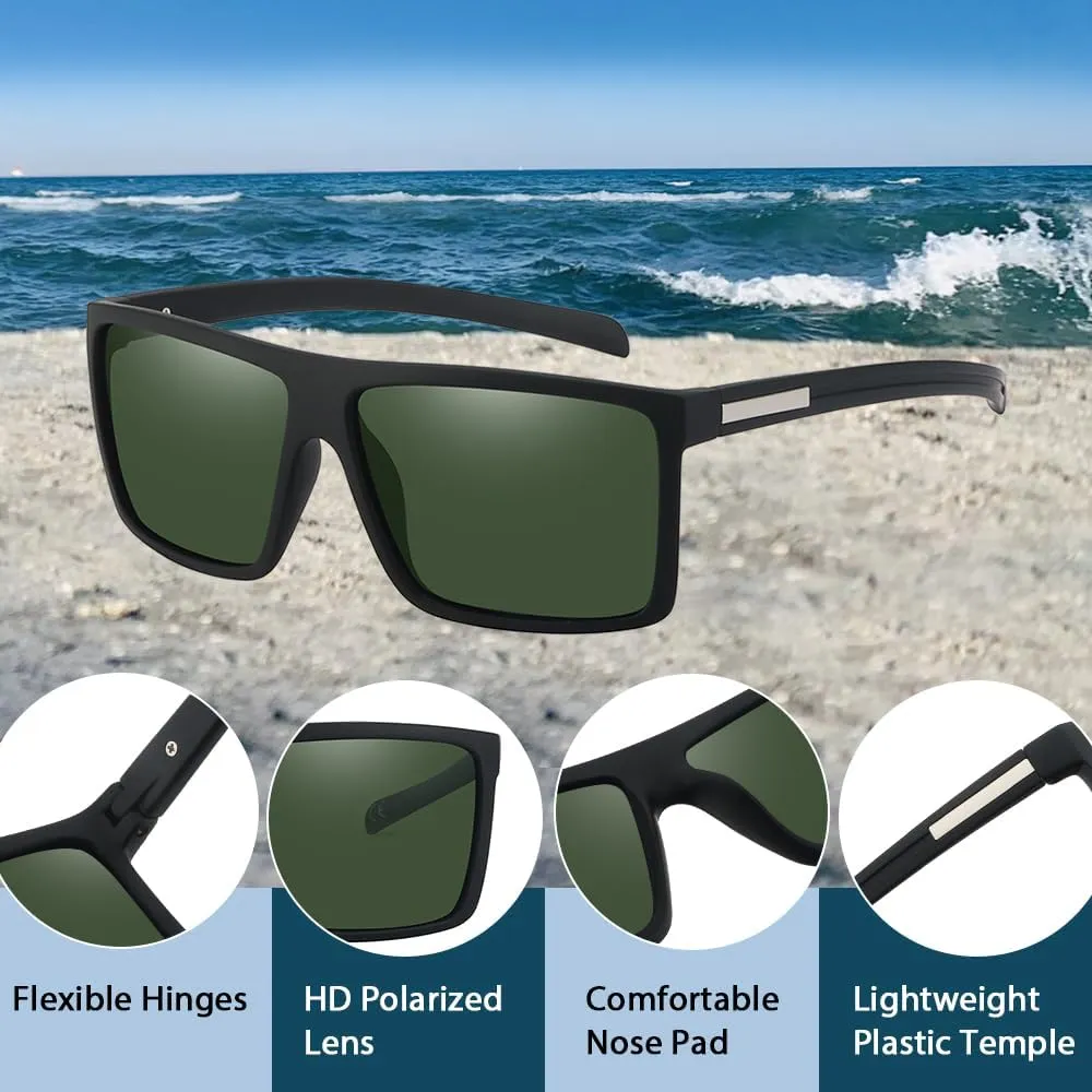 Men??s Classic Style Square Polarized Sunglasses Plastic Lightweight Eyewear UV Protection For Driving