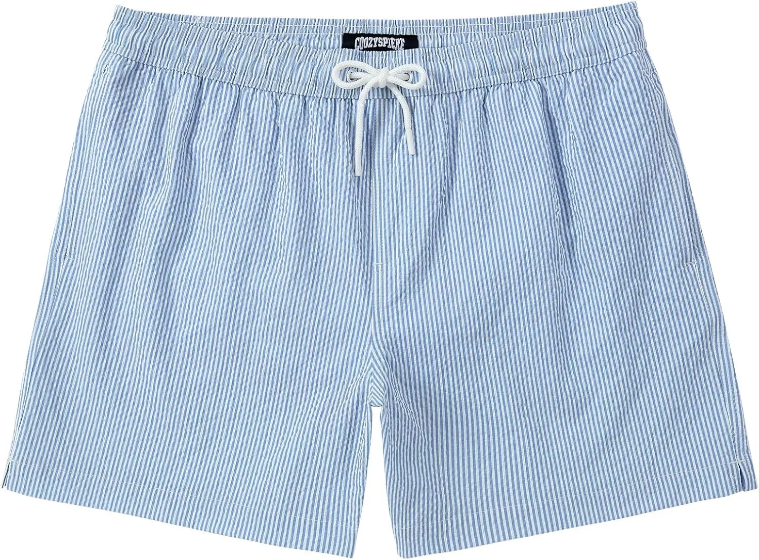Men's Swim Shorts 5 inch Seersucker Swimming Trunks for Men Beach Shorts