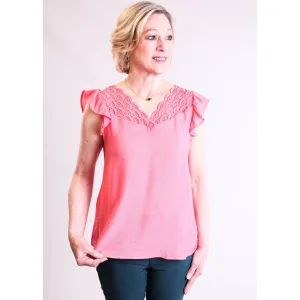 MINE Scallop Eyelet Top with Flutter Sleeves