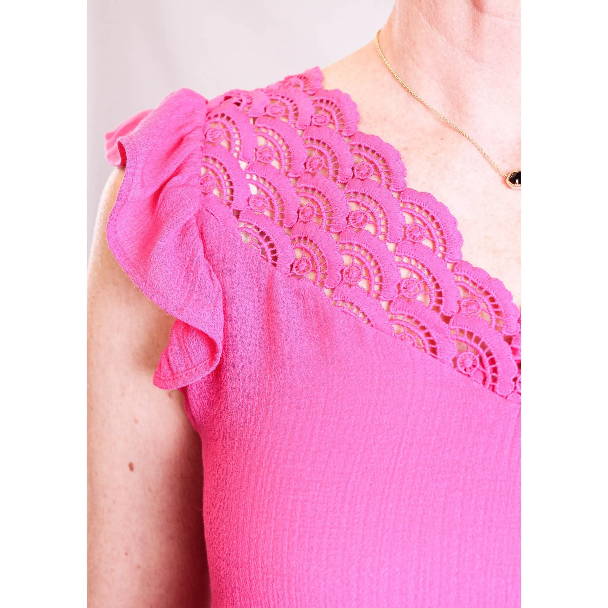MINE Scallop Eyelet Top with Flutter Sleeves