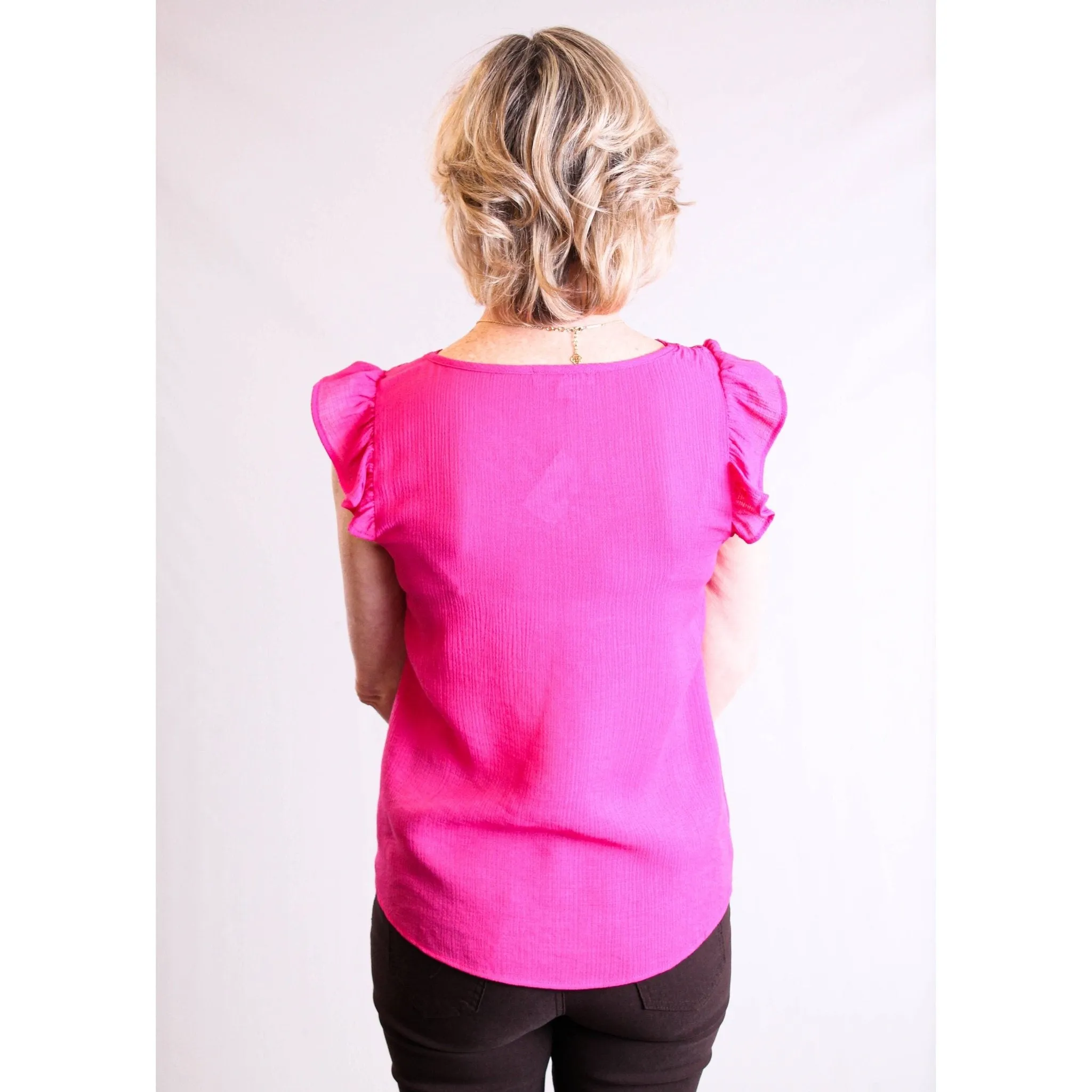 MINE Scallop Eyelet Top with Flutter Sleeves