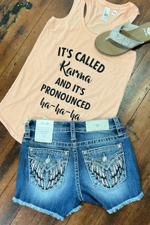 Miss Me Mid Rise Americana Star Wing Frayed Hem Short