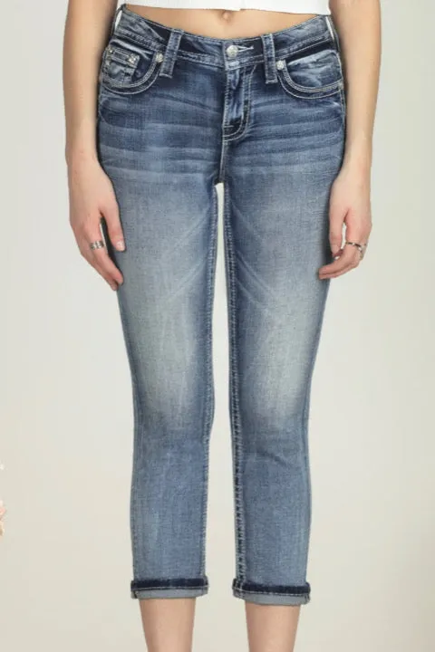 Miss Me "HORSESHOE BLUES" Mid Rise Denim Capri