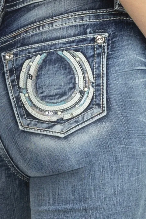 Miss Me "HORSESHOE BLUES" Mid Rise Denim Capri