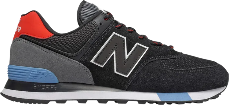 New Balance 574 'Black Velocity Red' sneakers, black