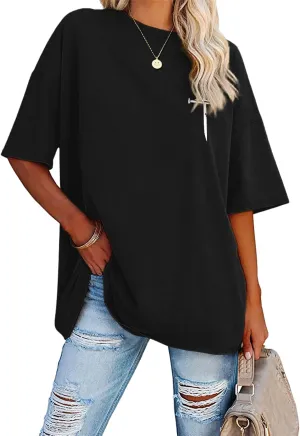 Oversized Tshirts for Women Flower Graphic Tees Short Sleeve Shirts 2025 Summer Casual Loose Fit Beach Tops