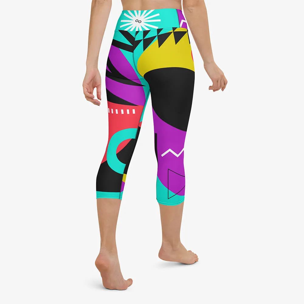 Printed Capris "Surrealist 2" Purple/Black/Red