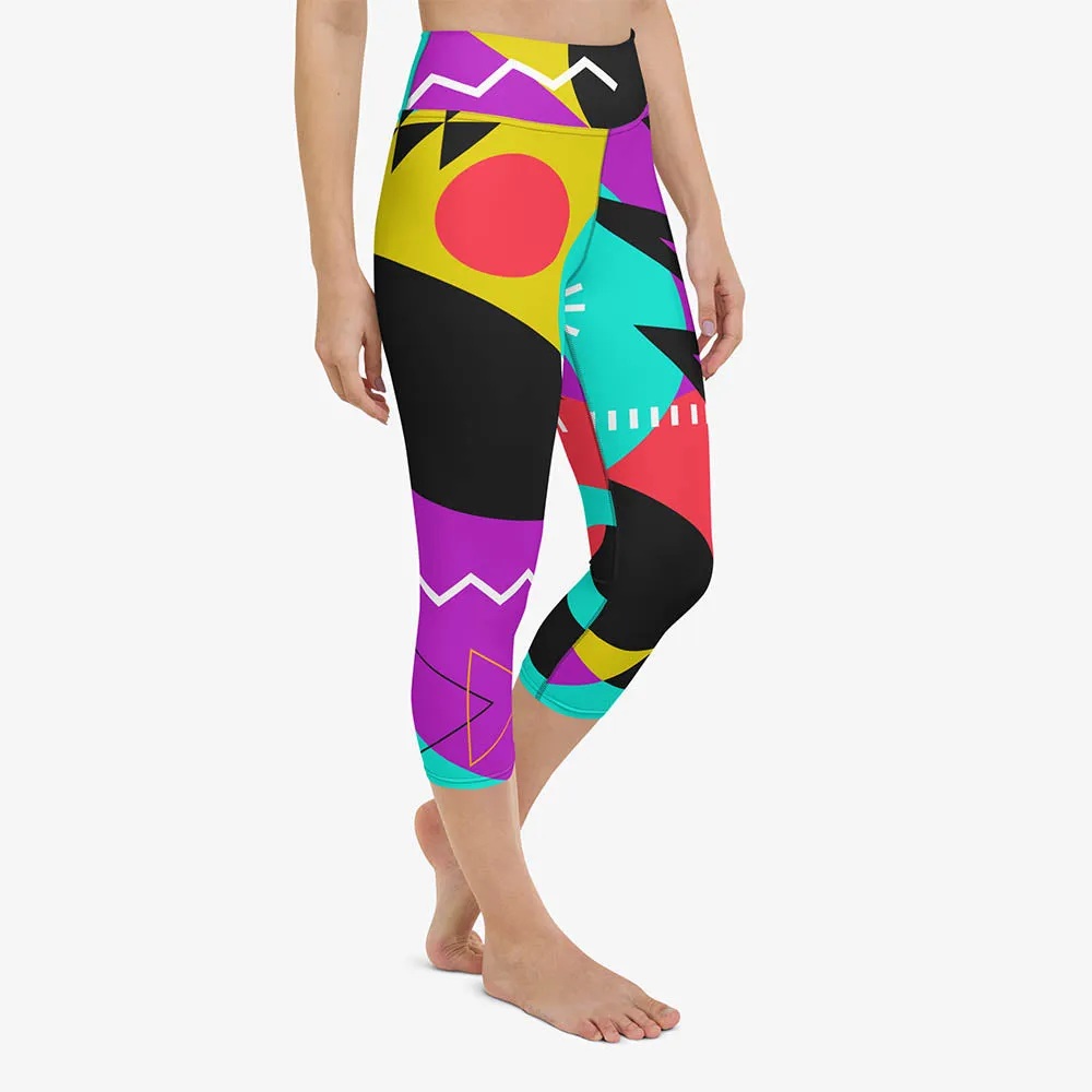Printed Capris "Surrealist 2" Purple/Black/Red