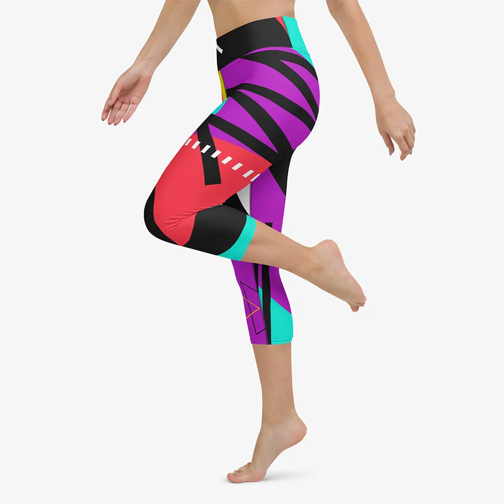 Printed Capris "Surrealist 2" Purple/Black/Red
