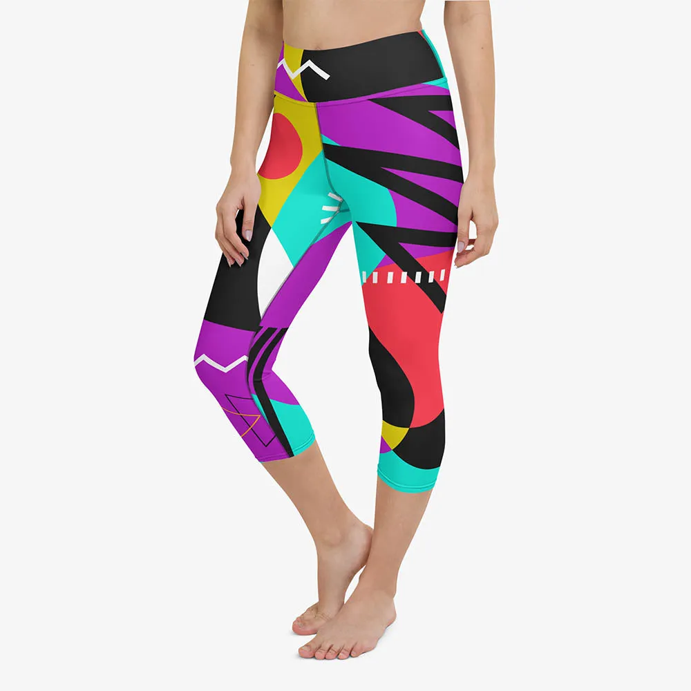 Printed Capris "Surrealist 2" Purple/Black/Red