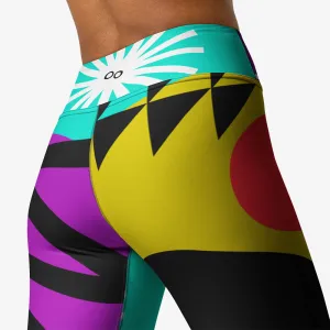 Printed Capris "Surrealist 2" Purple/Black/Red