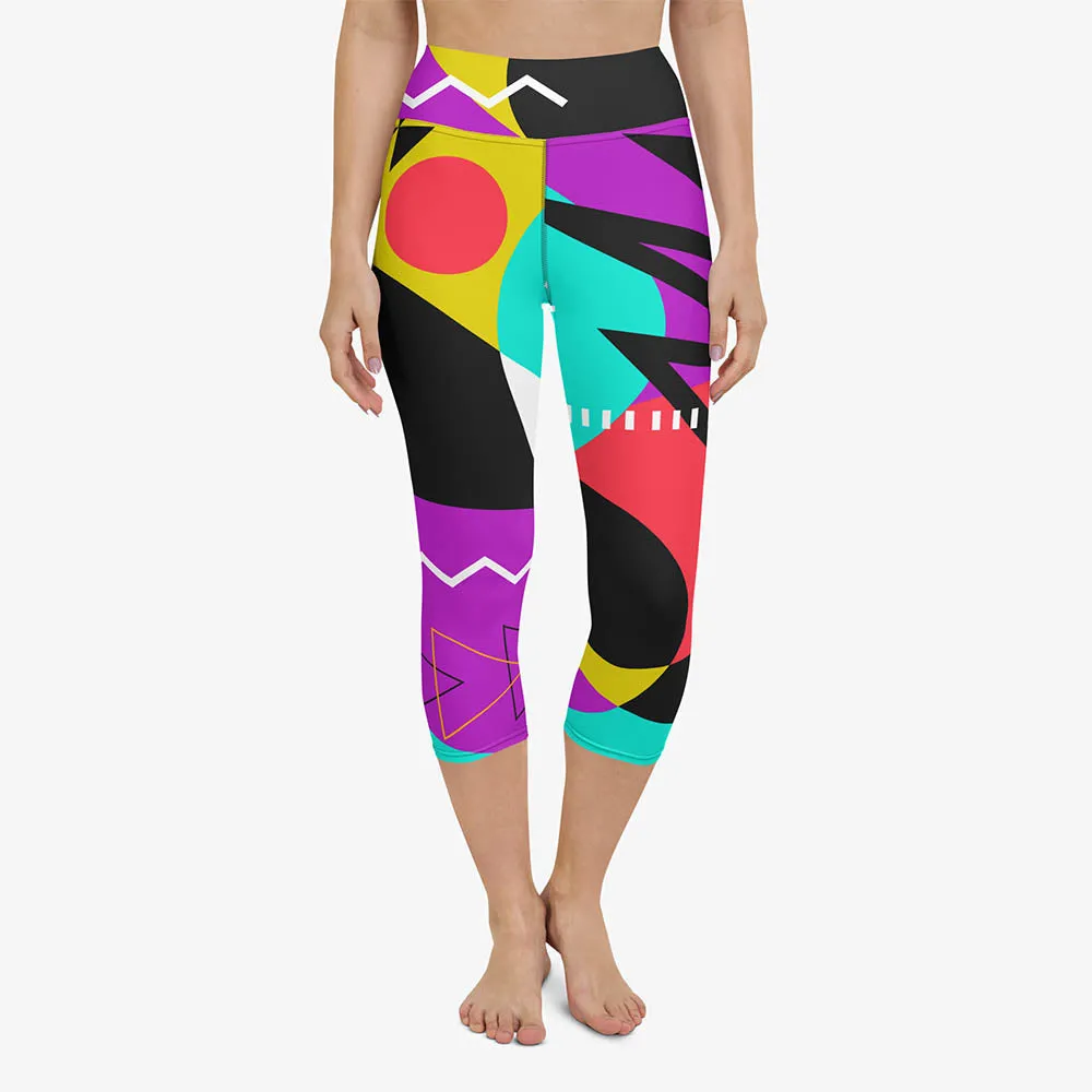 Printed Capris "Surrealist 2" Purple/Black/Red