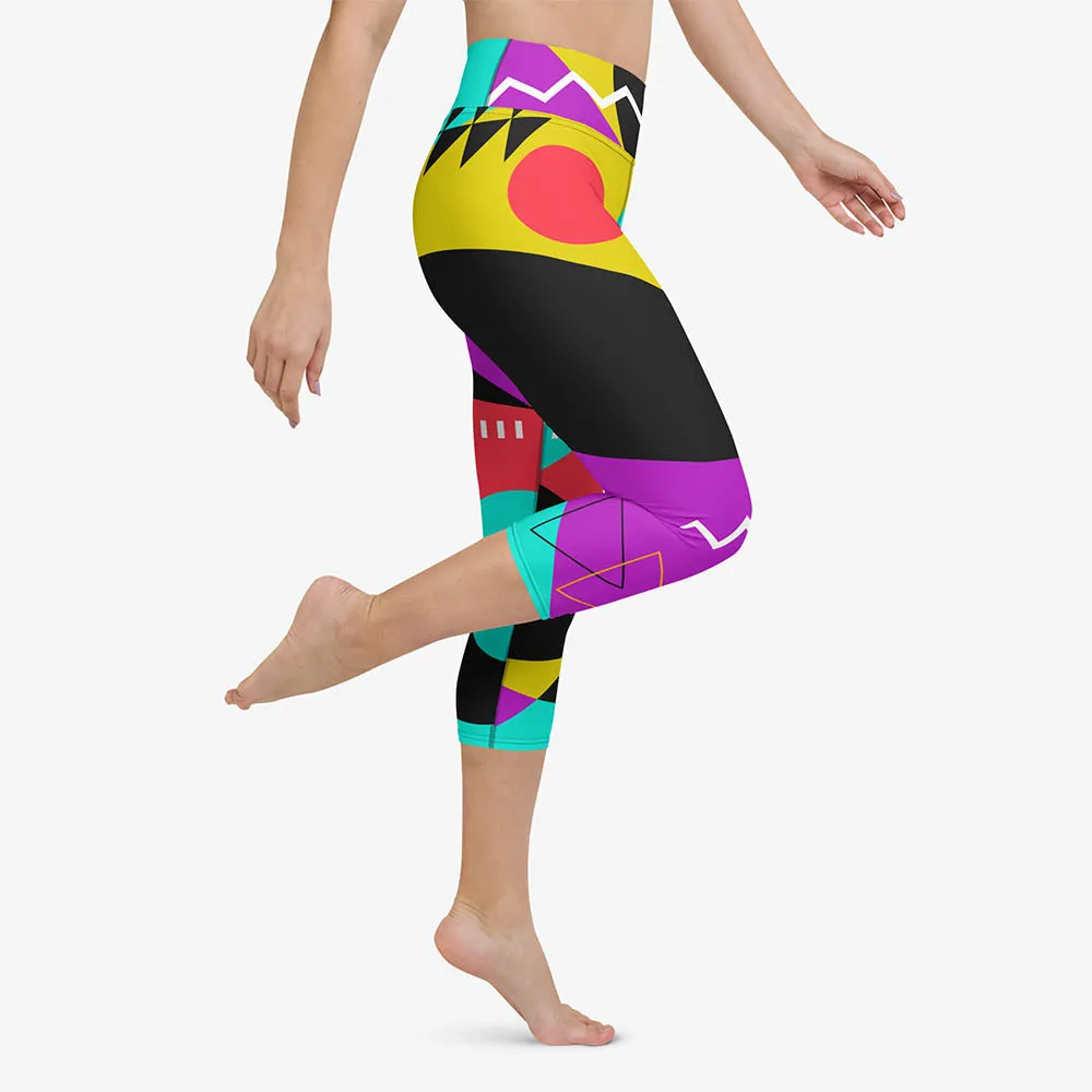 Printed Capris "Surrealist 2" Purple/Black/Red