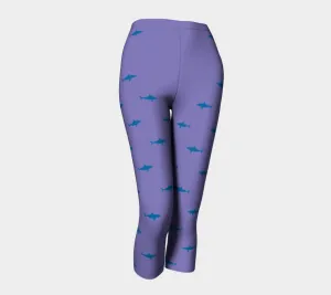 Shark Adult Capris - Blue on Purple