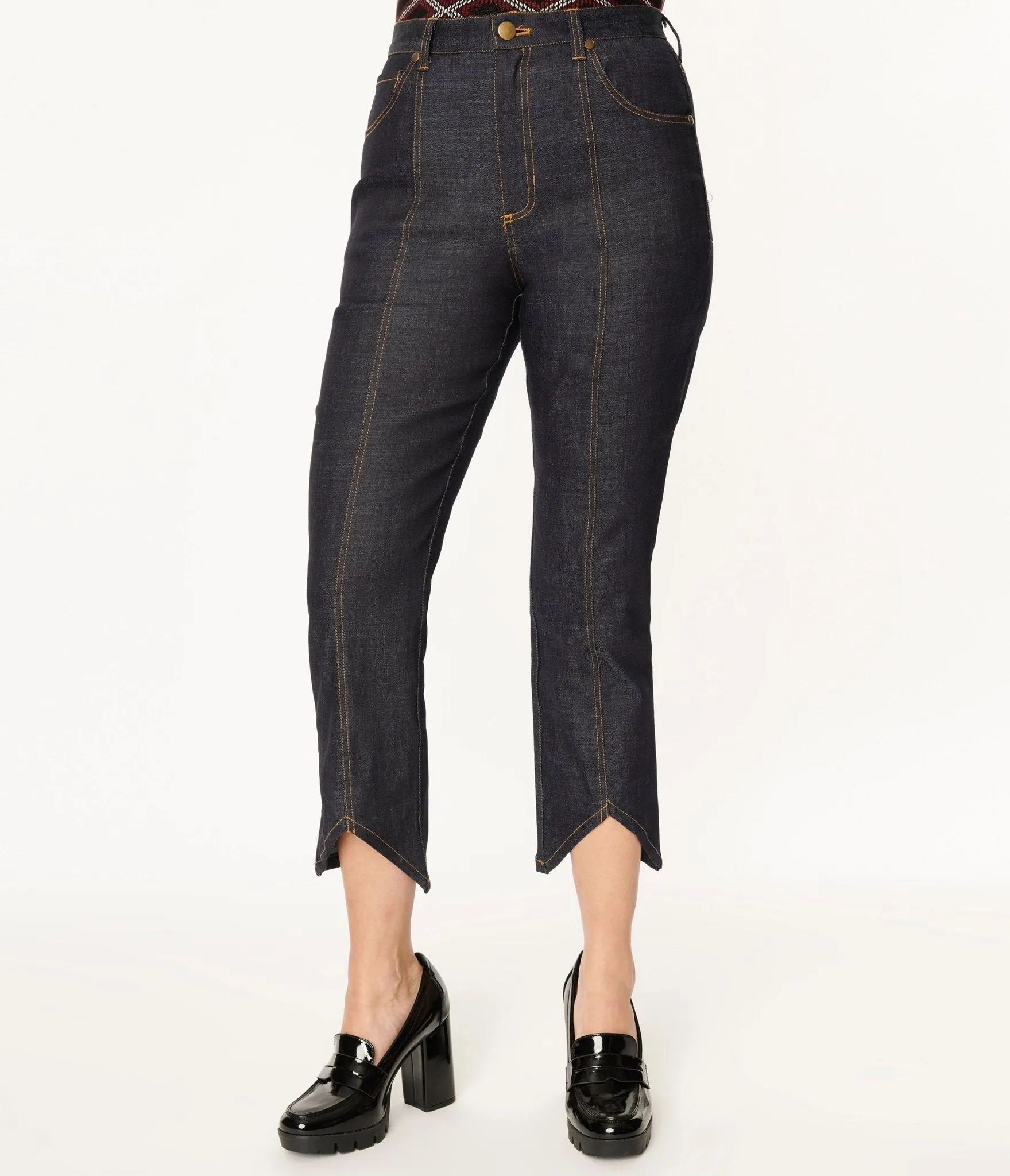 Smak Parlour Dark Denim Notched Capri Jeans