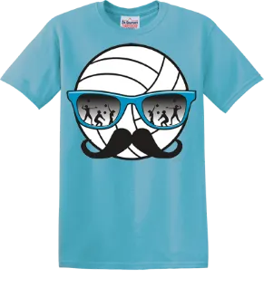 Volleyball Mustache Light Blue Shirt